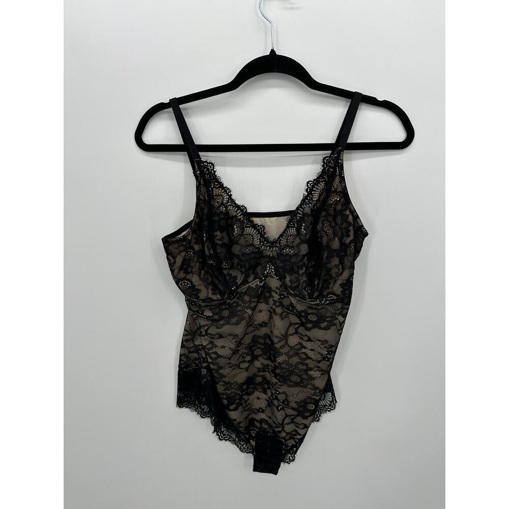 Womens Black Nude Lace Bodysuit Sz XL Sexy Feminine Night Out Clubbing One Piece